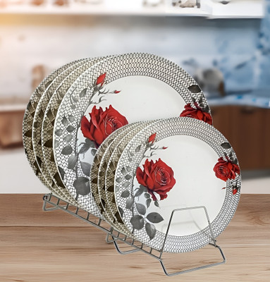 Inpro Serve Up Style with our Melamine Round Dinner Plate (4 Full & 4 Half) Dinner Plate(Pack of 8)