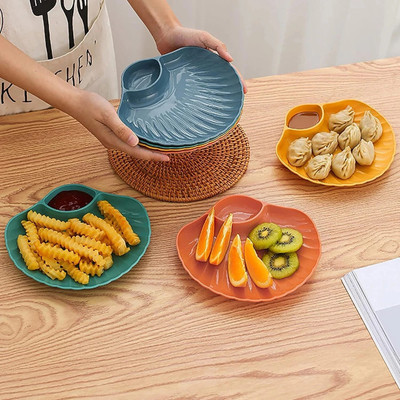 openZest Multi-purpose Creative Snack Plastic Shell Shape Plate Tableware (6Pcs) Chip & Dip Tray(Pack of 6, Microwave Safe)