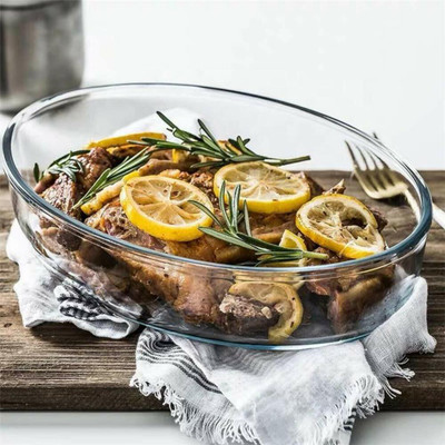 Femora Borosilicate Glass Ova (1600 ML) Baking Dish(Microwave Safe)
