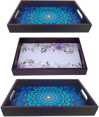 Espoir bloom NEW25_tray multicolor print|Serving Tray|Multipurpose Tray|EB-TRAY122 Tray(Pack of 3)