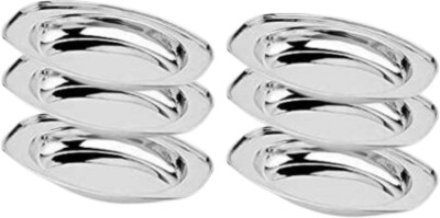 SHINI LIFESTYLE Stainless Steel Serving Plate, Oval Plate, Subzi Plate, Rice Plate,Chat Plate, Rice Plates(Pack of 6)