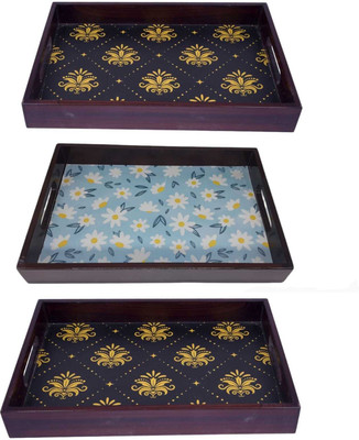 Angira handicarft Wooden Tray set of 3 for serving Tea/coffee/snacks AHS-TRAY105_1310 Tray(Pack of 3)