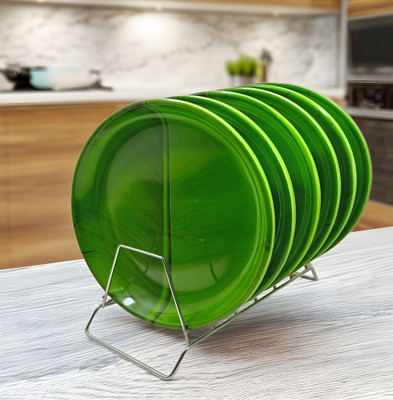 Inpro Serve Up Style with our Melamine Round Dinner Plate Set of 6 in Green Color Dinner Plate(Pack of 6)