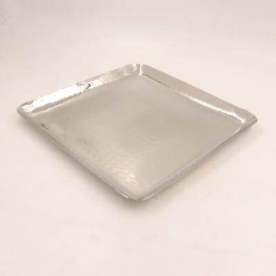 Spilbox Steel Hammered SQ Serving Tray|Serve Plain Tray|Food Grade|Square Platter-Large Rice Plates