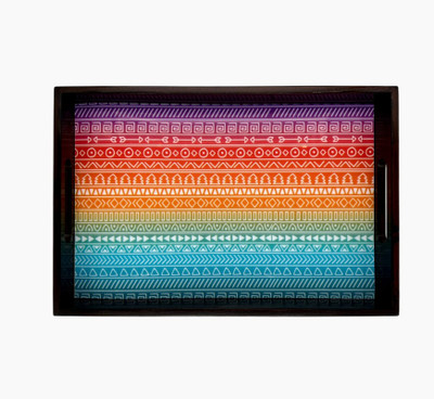 Angira handicrafts Wooden tray set of 1 with UV print|Serving Tray|Multipurpose Tray|AHS-T1813 Tray
