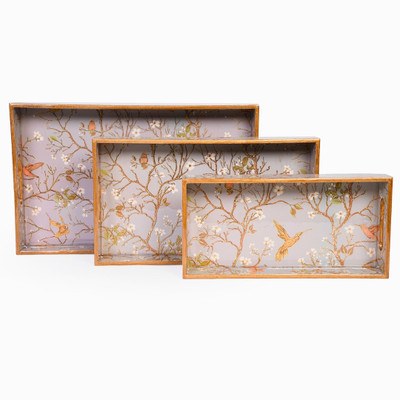 amimashop Wooden Tray Set of 3 with Premium Design Tray(Pack of 3)