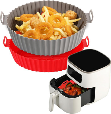 jaswanthstor Silicone Air Fryer Tray - Multicolor,Round Silicone Basket Baking Tray Tray(Pack of 2, Microwave Safe)