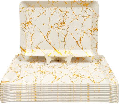 Ariya Reusable Rectangle Tray for Serving Food Snacks Daily and Party Occasions Tray(Pack of 12, Microwave Safe)