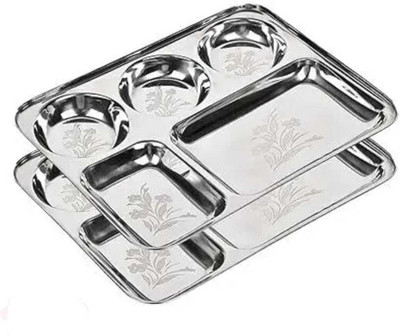 Swarn Bhumi Lunch/Dinner 5 in 1 Sectioned Plate(Pack of 2)