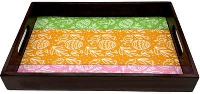Angira handicrafts Wooden tray set of 1 with UV print|Serving Tray|Multipurpose Tray|AHS-T1821 Tray