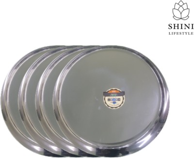 SHINI LIFESTYLE Extra Premium Stainless Steel Lunch plates/Dinner Plates/khumcha thali Rice Plates(Pack of 4)