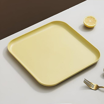 Vortipu Yellow Straw Serving Platters, 11.5 Inch Rectangular Serving Plate Pack of 1 Tray