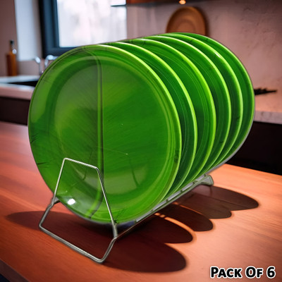 Inpro Serve Up Style with our Melamine Round Dinner Plate Set of 6 in Green Color Dinner Plate(Pack of 6, Microwave Safe)