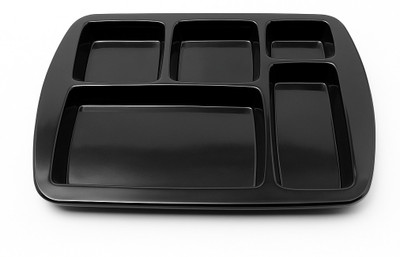 PearlCraft Melamine Rectangular 5-Part Plate 13 Inch | Multi-Compartment Thali Dinner Plate(Pack of 6)