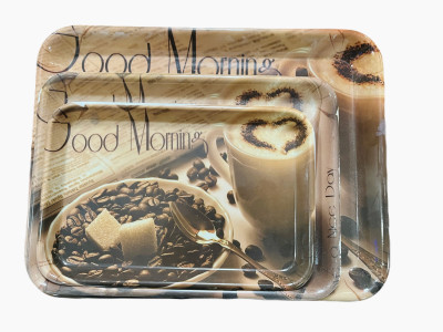 Dinebest Printed Serving Trays (Set of 3 Pcs), Tray(Pack of 3, Microwave Safe)