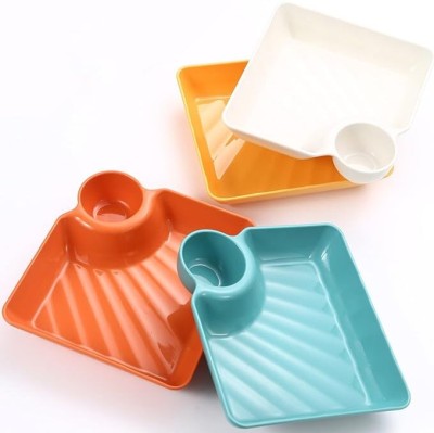 HEXONIQ Nacho Tray Dip Dishes Reusable Party Serving Trays & Platters Chip & Dip Tray(Pack of 4)