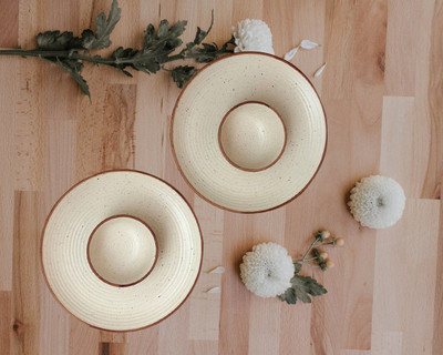 Retail Mafia Ceramic plate tray dish_2 Dinner Plate 2 Bolws_n2 Dinner Plate(Pack of 4, Microwave Safe)