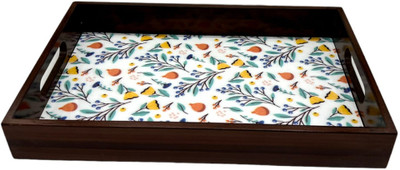 Angira handicrafts Wooden tray set of 1 with UV print|Serving Tray|Multipurpose Tray|AHS-T1817 Tray