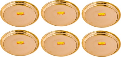 Shivshakti Arts Brass Plane Plate/ Dinner Plate/ Pooja Thali Serving Food-Tableware(8 IN,6 Pcs) Dinner Plate(Pack of 6)