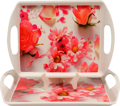 AURKA Rectangle Serving Tray Set (M9-Set 1) Reusable Serving Platters for Food Tray(Pack of 2, Microwave Safe)