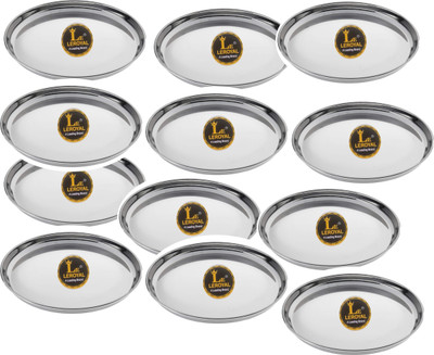 LEROYAL Family Pack of Plain Thali/Khumcha Dinner Plate(Pack of 12)