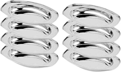 SHINI LIFESTYLE Stainless Steel Serving Plate, Oval Plate, Subzi Plate, Rice Plate,Chat Plate, Rice Plates(Pack of 8)