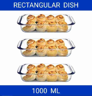 Armin Borosilicate Glass Bowl Container | Microwave Oven Safe Baking Baking Dish(Pack of 3, Microwave Safe)
