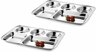 Nirvika Dinner/Lunch Plates (Bhojan Thali set of 2) Sectioned Plate(Pack of 2)