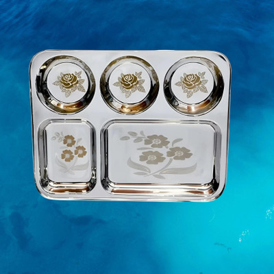 WEKTU Stainless Steel Bhojan Thal Steel 1 PC Dinner Plate(Microwave Safe)