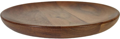 NOHUNT Wooden Round Platter for Snacks Tray Dining Table and Kitchen(27.9x27.9x2cm) Dinner Plate(Pack of 3)