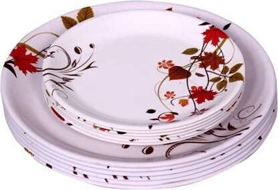 Feast Melamine(102)10 Inch Full Plate 6 Pcs And 7 Inch Half Plate 6 Pcs Set Dinner Plate(Pack of 12)