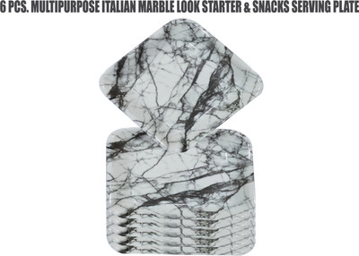 ZIDO Italian Marble Look Snacks/Starter Plate for serving all types of snacks 003 Quarter Plate(Pack of 6)
