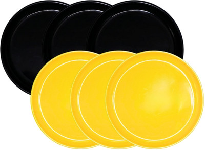Morvi Pack of 6 Plastic Round Serving Half Dinner Plate Foodgrade Microwave Safe Dinner Set(Multicolor, Microwave Safe)