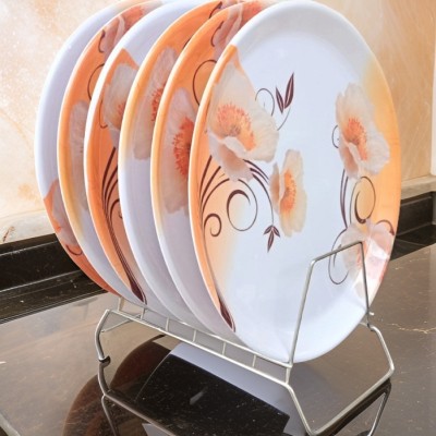 BELLLA Full Size Dinner Plates Melamine Unbreakble Design Dinner Plate(Pack of 6)