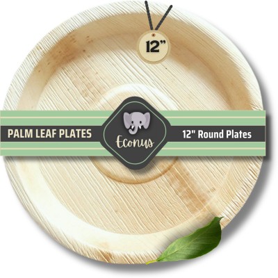 ECONUS Areca Leaf 12 INCH Round plate (Pack of 25) Areca Palm Leaf Plate for Party and Function Biodegradable and Ecofriendly Dinner Plate(Pack of 25)