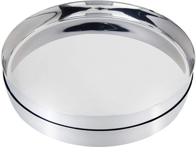 Chefkit Stainless Steel Heavy Gauge Dinner Plates with Mirror Finish Dinner Plate(Pack of 2, Microwave Safe)