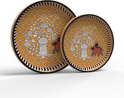 craftsx2z Round Serving Trays with Vintage Floral Design/Set of 2 for Home & Kitchen/etc. Tray