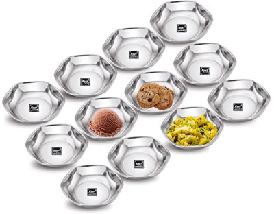 Next Future Set of 12, Stainless Steel Dessert Plate | Plate for Snacks, Subzi, Ice cream Chutney Plate(Pack of 12)