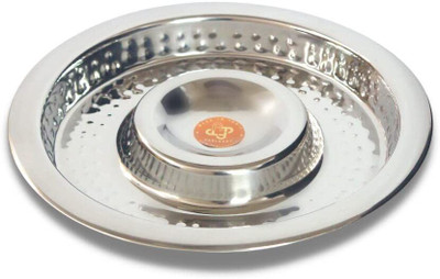Fableart 30cm Chip & Dip Hammered Platter Tray Chip & Dip Tray(Microwave Safe)