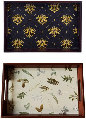 Espoir bloom NEW25_tray set of 2 with UV print|Serving Tray|Multipurpose Tray|EB-T1030 Tray(Pack of 2)