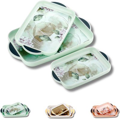 kitch cuT Premium Era Serving Tray Set of 3 Plastic metrial Glossy Finish BPA Free Pista Tray(Pack of 3)