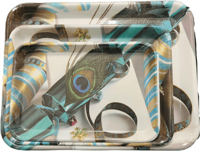 Dinebest Printed Serving Trays (Set of 3 Pcs) Tray(Pack of 3, Microwave Safe)