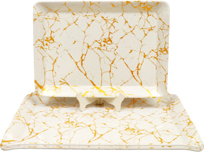 Ariya Reusable Rectangle Food Tray for Snacks Dining and Home Gatherings Tray(Pack of 3, Microwave Safe)
