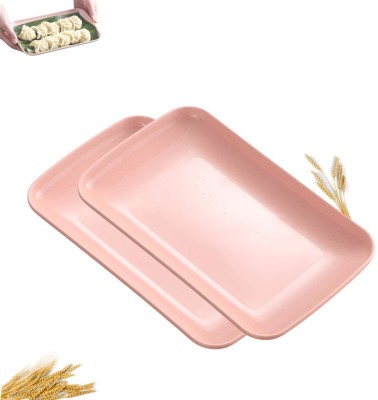 Divox Rectangular Salad Platters, Snack Plate, Wheat Straw Serving Plates for Parties Sizzler Tray(Pack of 2, Microwave Safe)