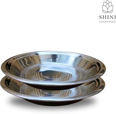 SHINI LIFESTYLE Stainless Steel Atta Parat,Mixing Bowl,Steel Paraat,Silver Parat (Dia-29cm,2pc) Paraat(Pack of 2)