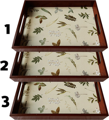 Angira handicrafts wooden tray set of 3 Tray(Pack of 3)