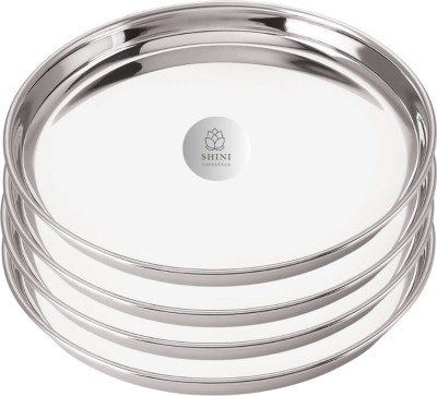 SHINI LIFESTYLE Stainless Steel Traditional Dinner Plate/ Khumcha Thali/ dinner thali Dinner Plate(Pack of 4)