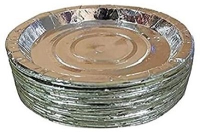 HK Toys Home Disposal Silver Paper Plate for Party (100 pieces, 7 INCH) Dinner Plate(Pack of 100)