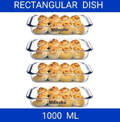 MDNSHO Borosilicate Glass Rectangle Oven Baking Dish(Pack of 4, Microwave Safe)