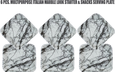 ZIDO Italian Marble Look Snacks/Starter Plate for serving all types of snacks 001 Quarter Plate(Pack of 6)